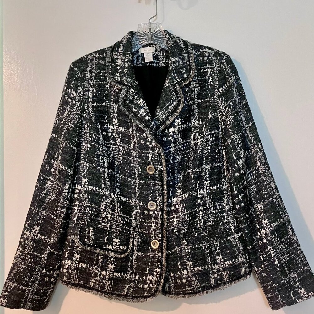 Holiday jacket magic! Sparkles, fringe, and gorgeous buttons.